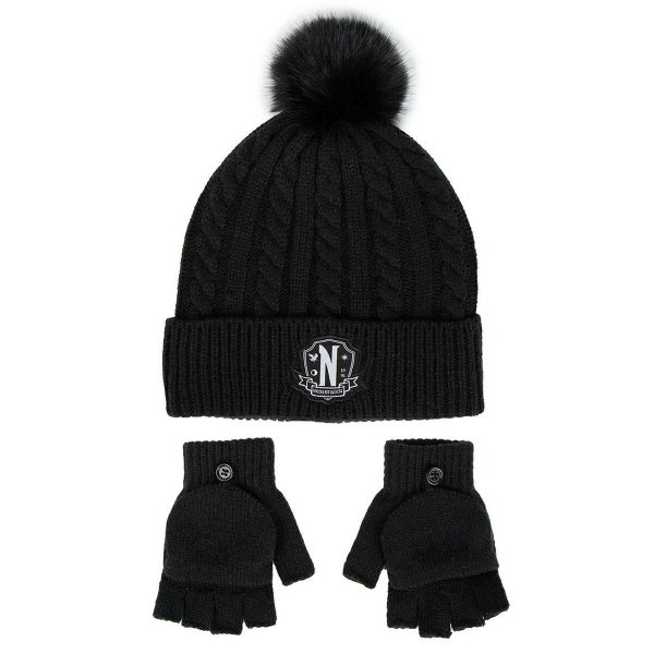 Hat & Gloves Wednesday Black For Cheap