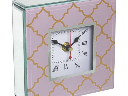 Table clock Alexandra House Living Pink Crystal 14 x 14 x 4 cm Hot on Sale